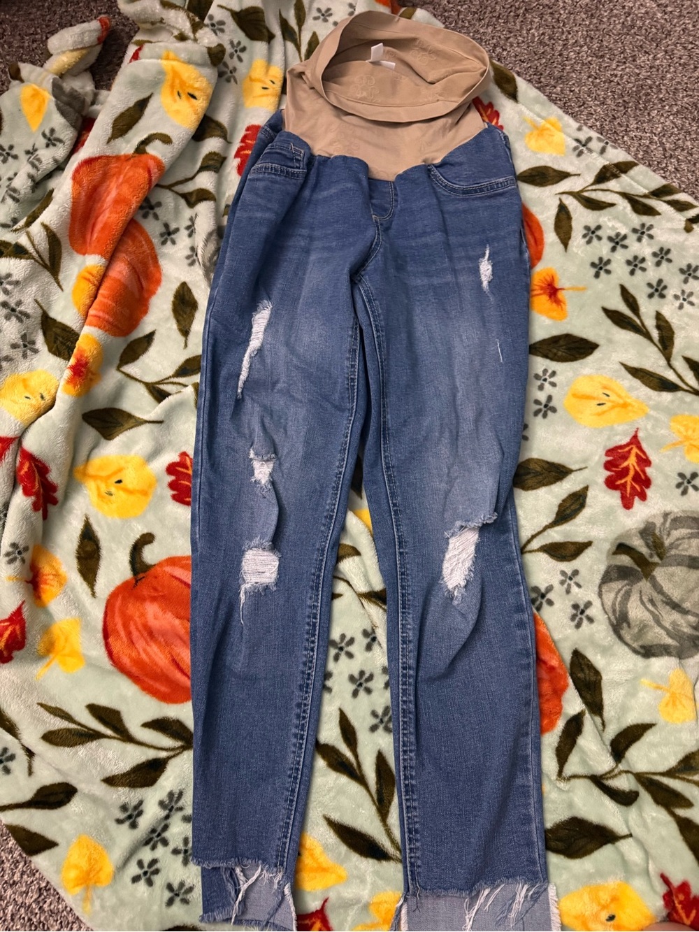 Maternity Distressed Demi Skinny Jeans in Blue